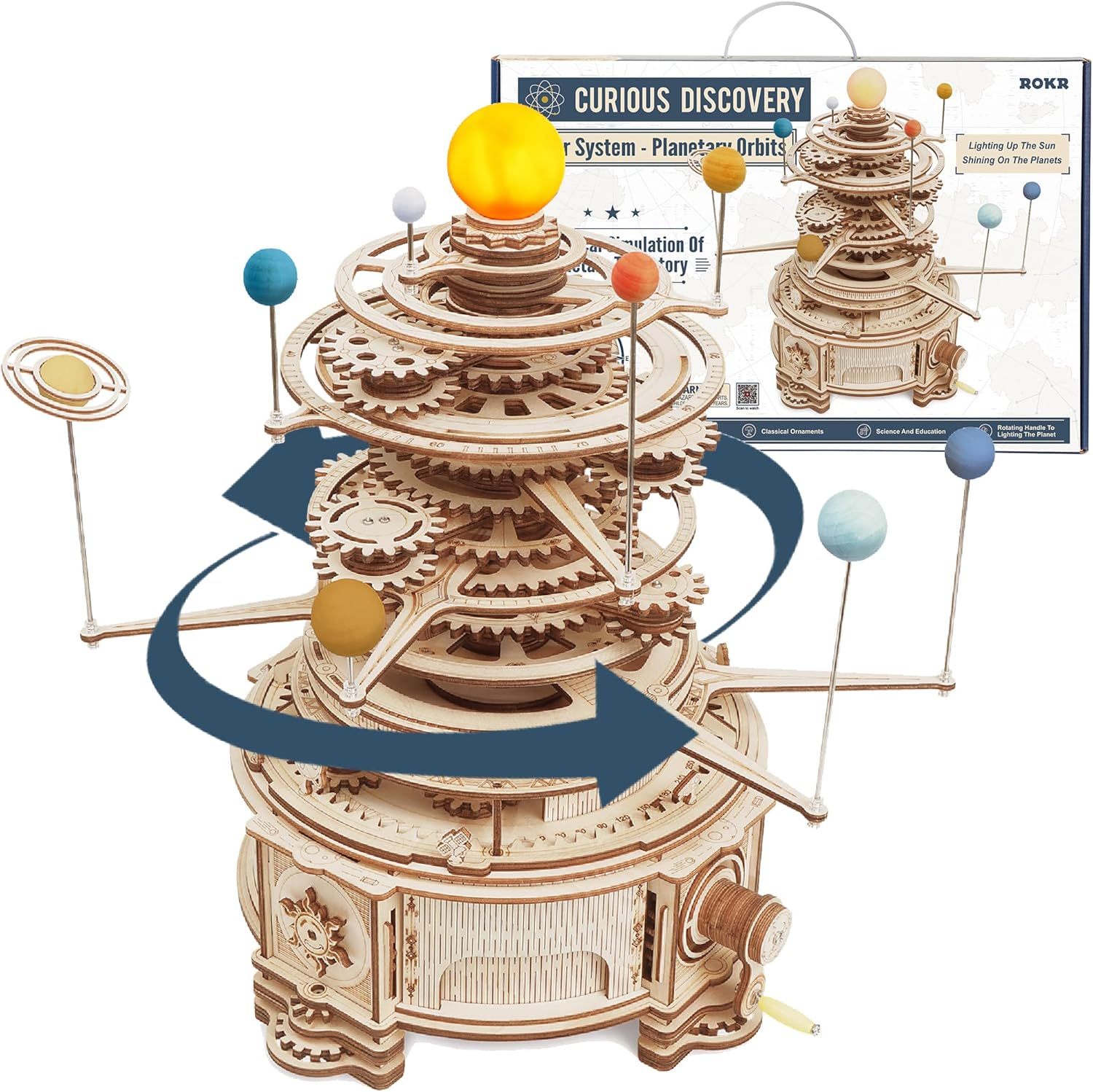 Solar System Orrery - 3D Wooden Puzzles for Adults-Orrery Solar