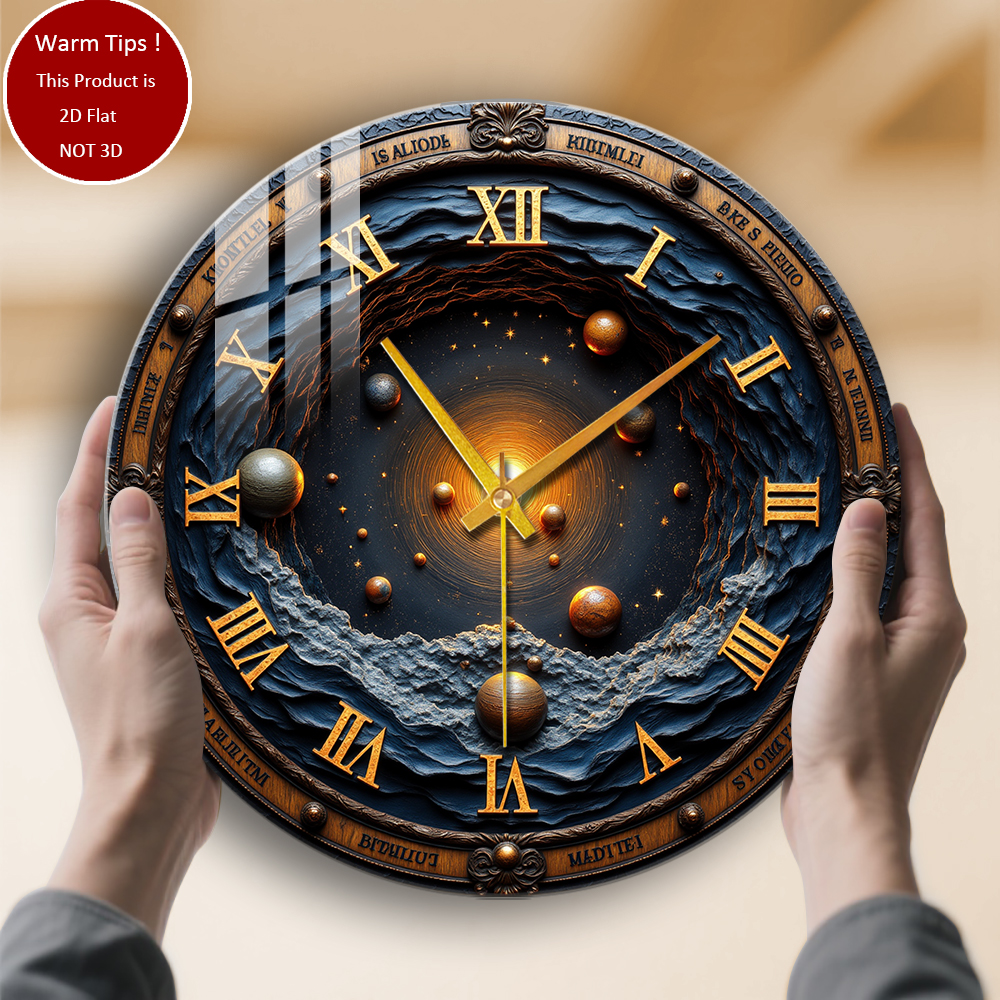 Solar System Orrery - Tempered Glass Wall Clock Cosmic Clock