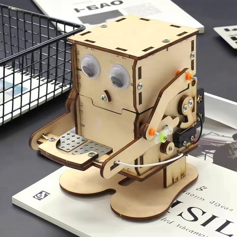 DIY Coin Eating Robot Wooden M - Science Project Robot บทวิจารณ์และราคา